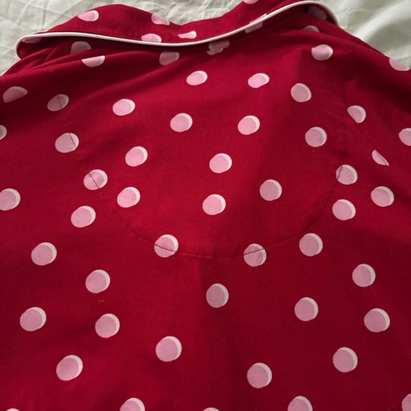 Kate Spade Red Pink Polka Dot Pajama Set Long Sleeve Pants Valentine - Picture 12 of 15